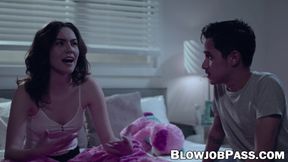 Naughty Freya Parker makes her intruder eat out her bushy pussy