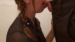 Blonde Secretary's Epic Tongue Blowjob During Office Reno