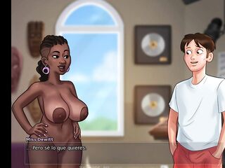 Captivating brunette hair teacher shakes my butt until I run without milk