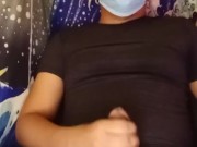 Pinoy in white brief, caressing his massive dick, part3