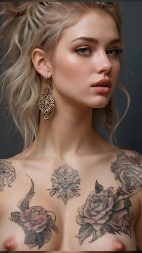 Artistic Nude of a Beautiful Young Woman with Living Tattoos Whispering in Forgotten Tongues | Surreal Ai Slideshow
