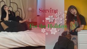 Serving Her For the Holidays 1080p | Goddess Ditria Rose's slave minimizes her Christmas stress from a phone call with foot domination and pussy worship!