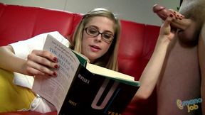 Handjob with slutty Penny Pax - Bookworm Beatoff - facial cumshot