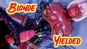 Latex Blonde Sucks, Rides & Gets Pounded From Behind — Demon Fills Her Mouth!