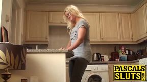 Tattoed blonde Jakki Louise gets fucked by guys big fat cock