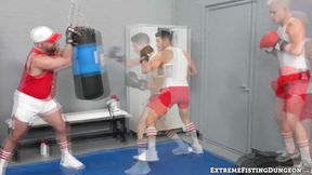 Hunky Jim Fit and Andrew Connor oozed cum while pounding on a huge fist of Hairy Wolf