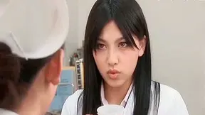 Shy Japanese nurse arouses with fervent cock wanking