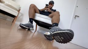 Male scent: Giant Pedro is back from training, now, little one, make him relax!