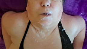 Old lady creampie face