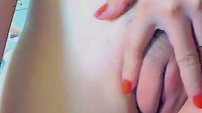 Pale and cute amateur girlie posed in her red lingerie on camera