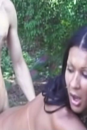 Latin Ladyboy Antonia Fucked Anally Outdoors in the Woods