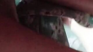 Under the skirt. Enjoy the huge bushy twat.
