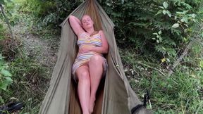 Horny Blonde Rubs Her Wet Pussy in Busy Campground