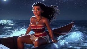 AI generated busty Moana plays with her dirty pussy