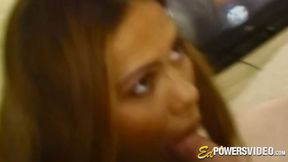 Eva Roberts deepthroats and rides hairy cock