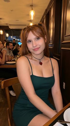 Red hair girl in a restaurant