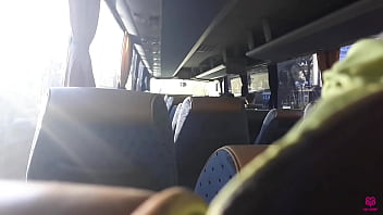 Blowjob on a public bus. Cute blonde set next to me and sucked and swallow cum - Full Video