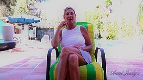 Judys - Busty Mature Milf Mrs. Molly Masturbates For You By The Pool