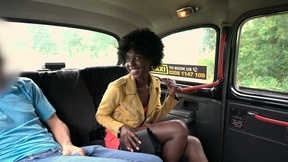 Curly-haired ebony Zaawaadi pays for taxi with her cocoa pussy