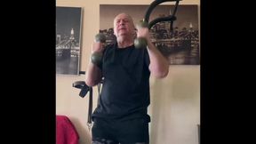 Old Man Masturbating and Smoking After Workout