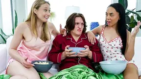 Movie night turns into our new Friday creampie tradition with sis watching everything