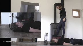 The slave under Mistress Tatjana's boots Picture in picture! mp4