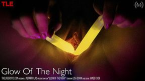Wild blonde gets her holes lit up with glowsticks in depraved adult play