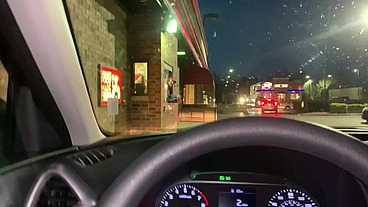 Drive thru deepthroat cum eating