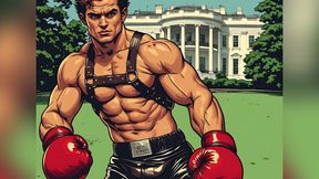 White House Lawn Fighter Bulge Comic Style Art