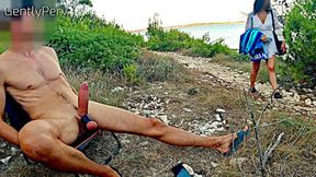 GENTLYPERV MEETS A PERVY GIRL ON A BEACH  During an exhibitionist day at the sea I find a cute woman