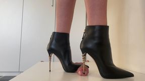 Lady Laatisha - Le Silla Black Leather Stiletto Boties - Cock Trampling CBT Bootjob - POV