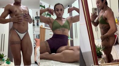 Her bulging arms bent me over the bench