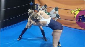 Female wrestling in one piece swimsuits