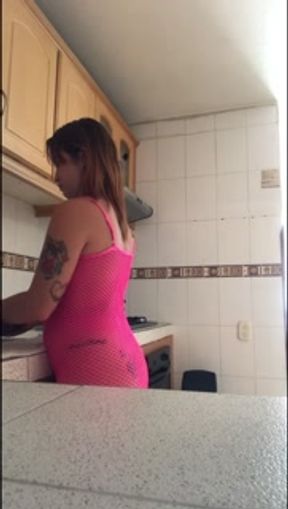 My neighbor loves it when I fuck her with the huge dildo in the morning