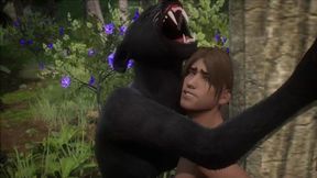 Realistic furry suit blowjob and creampie (black panther edition)