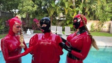 Outdoor Heavy Rubber Bondage with Lola_Noir and Miss Fetilicious