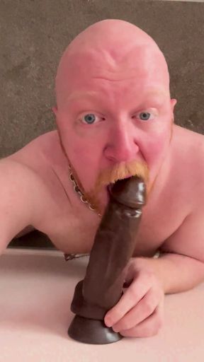 ginger faggot worships his dildo wishing it was a real dick