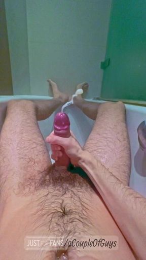 Taking Care of My Huge Uncut Cock After a Long Day. Massive Slow-mo Cumshot