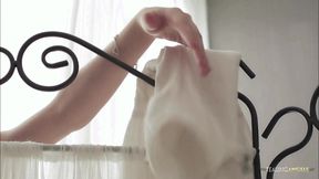 Stunning girl wants to get massaged and fucked on the couch