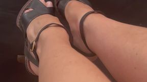 Mistress Simone is Just About to Cut A Huge Hide for Her Ball Gown While Wearing Her YSL Platform Sandals. See the Hide and Listen to the Rubbing and Creaking From Her Gorgeous Heels. For Shoe and Leather Lovers.