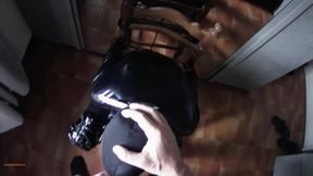 Milf tied to a chair, mouth fucked with ring gag and throatpie POV