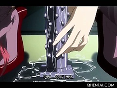 Horny blonde hentai doll gets slick twat smashed in the car