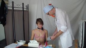 Pervert doctor and young shy sexy woman - sexual exam