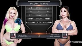 Hottie Leya and Brandi's evolved wrestling porn