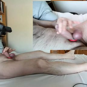 Masturbation, cock and ball slapping