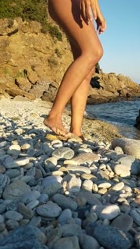 Stones FUCK n masturbation on Nudist Beach # Playful SEXY mood on selfie