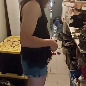 cute trans girl doing stuff around the house maybe