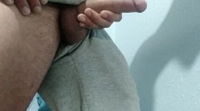 Jerking off and moaning when he cums on the ground! I want you to lick the floor! Part 1