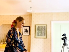 Amateur Blonde Chick Strips To Thong