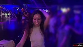 Hot cutie gets fucked in all holes at the nightclub toilet